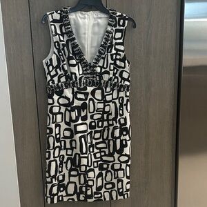Trina Turk Geometric Black and White Dress